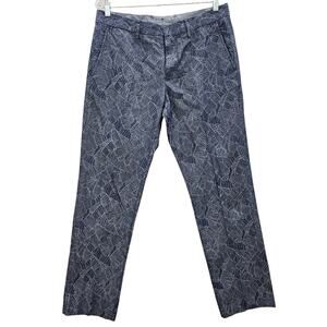 Bonobos Pants Mens Size 33 x 30 Slim Fit Blue Tropical Leaf Print Limited